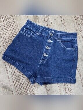 BDG Super High Rose Foxy Dark Wash Jeans Shorts Size 27